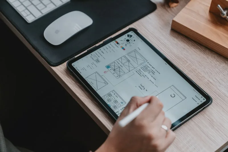 UI/UX design mockup on screen